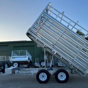 12 x 7 ft Flat Deck Hydraulic Tipping Trailer with 1 Person Install and Remove Stock Crate – ATM 3.5 or 4.5 tonne