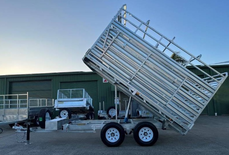 12 x 7 ft Flat Deck Hydraulic Tipping Trailer with 1 Person Install and Remove Stock Crate – ATM 3.5 or 4.5 tonne